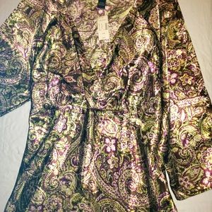 Lane Bryant Womens Size 26/28 Floral Long Sleeve V Neck Tunic Blouse Top Shirt